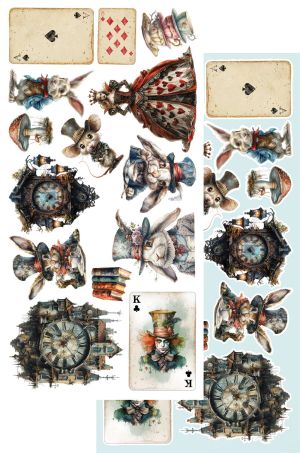 Комплект дизайнерска хартия - Alice - 6 листа