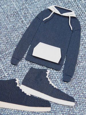 Елементи от хартия - Кецове и Худи Синьо и Бяло - 22 елемента