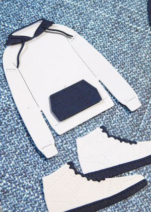 Елементи от хартия - Кецове и Худи Синьо и Бяло - 22 елемента