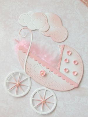 Бебешка количка с облачета - Розово и Бяло - 2 бр