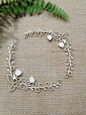 Ъгъл Голям - Клонки и цветя - 8,00 х 8,00 см - 2 бр.