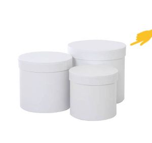 Цилиндрична / кръгла кутия за декорация - Бяло - Ø 20,00 х 18,00 см