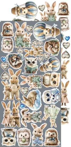 Комплект дизайнерска хартия с елементи за изрязване - Baby Boy Universe EXTRAS MIX - 18 листа