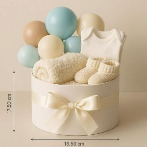 Цилиндрична / кръгла кутия за декорация - Бяло - Ø 17,50 х 16,50 см