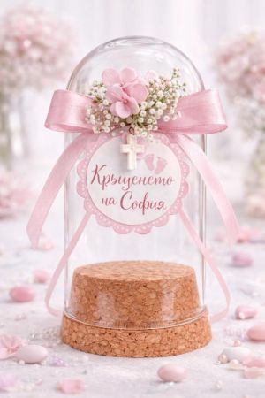 Стъклено шише с коркова тапа и  обло дъно -  Ø 3,00 х 7,00 см