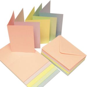 Комплект картички с пликове Пастелни цветове  - 12,7 х 17,70 см - 40 бр 