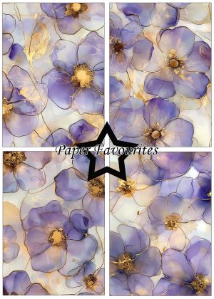 Дизайнерска хартия - Alcohol Ink Flowers - 15,00 х 21,00  см - 24 листа