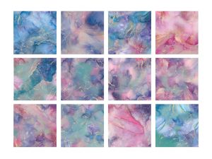 Комплект дизайнерскa хартия с металиков печат - Lunar Blooms - 24 листа