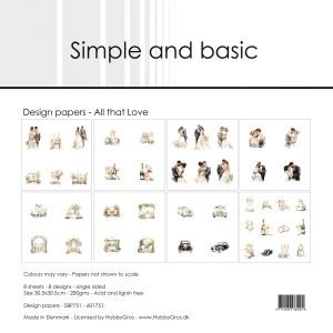Комплект дизайнерскa хартия - All that Love - 8 листа