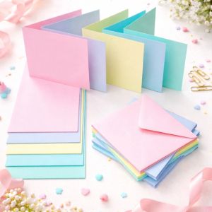 Комплект картички с пликове Пастелни цветове  - 15,00 x 15,00 cm - 40 бр 