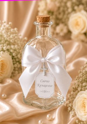 Стъклена бутилка с коркова тапа - 5,00 х 5,00 х 11,00 см 