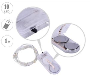LED лампички - 1,00 м, 10 LED светодиода - жълта светлина