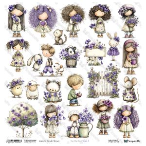 Дизайнерскa хартия - Lovely Day In Violet – Kids 1 - 1 лист