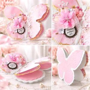 Картичка Пеперуда за Рожден ден в Розово