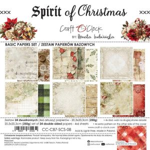 Комплект дизайнерска хартия 20,30х20,30 см - Spirit Of Christmas - 24 листа