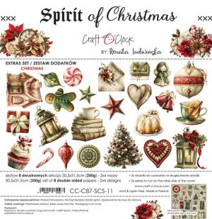 Комплект дизайнерска хартия с елементи за изрязване 30,50х30,50 см -Christmas/ Spirit Of Christmas  - 8 листа