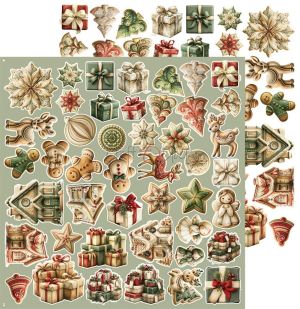 Комплект дизайнерска хартия с елементи за изрязване 30,50х30,50 см -Christmas/ Spirit Of Christmas  - 8 листа