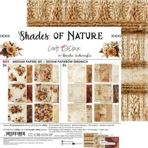 Комплект дизайнерска хартия 20,30х20,30 см - Shades Of Nature - 24 листа