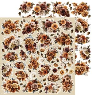 Комплект дизайнерска хартия с елементи за изрязване 30,50х30,50 см - Flowers & More / Shades Of Nature - 4 листа