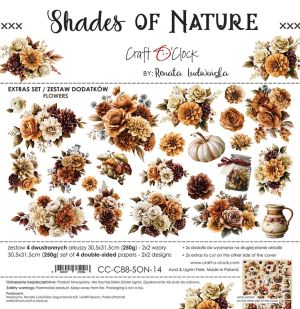 Комплект дизайнерска хартия с елементи за изрязване 30,50х30,50 см - Flowers & More / Shades Of Nature - 4 листа