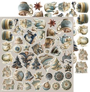 Комплект дизайнерска хартия с елементи за изрязване 30,50х30,50 см - Festive / Snow Game - 8 листа