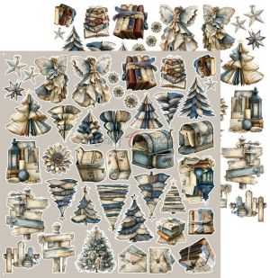 Комплект дизайнерска хартия с елементи за изрязване 30,50х30,50 см - Festive / Snow Game - 8 листа
