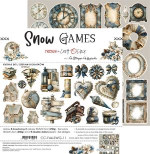 Комплект дизайнерска хартия с елементи за изрязване 30,50х30,50 см - Flowers & More / Snow Game - 4 листа