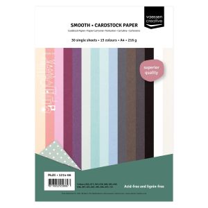 Комплект цветни картони Vaessen Creative – A5 – 15 цвята – 216 г/м² – 30 листа